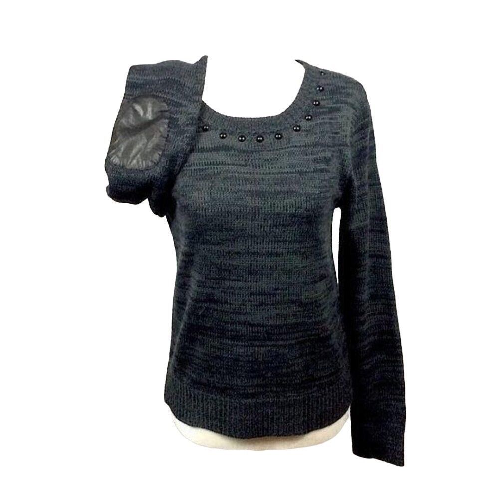 SANCTUARY Faux Patch Studded Marled Sweater XS
